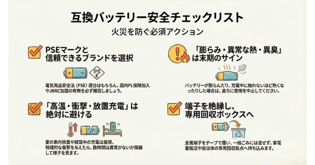 安全な互換バッテリーとは？失敗しない選び方