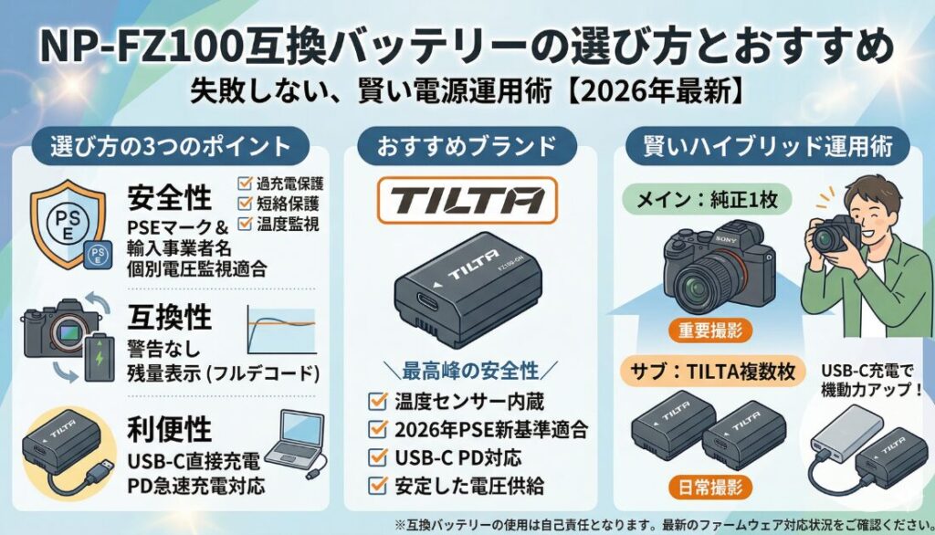 NP-FZ100の互換バッテリーおすすめと選び方