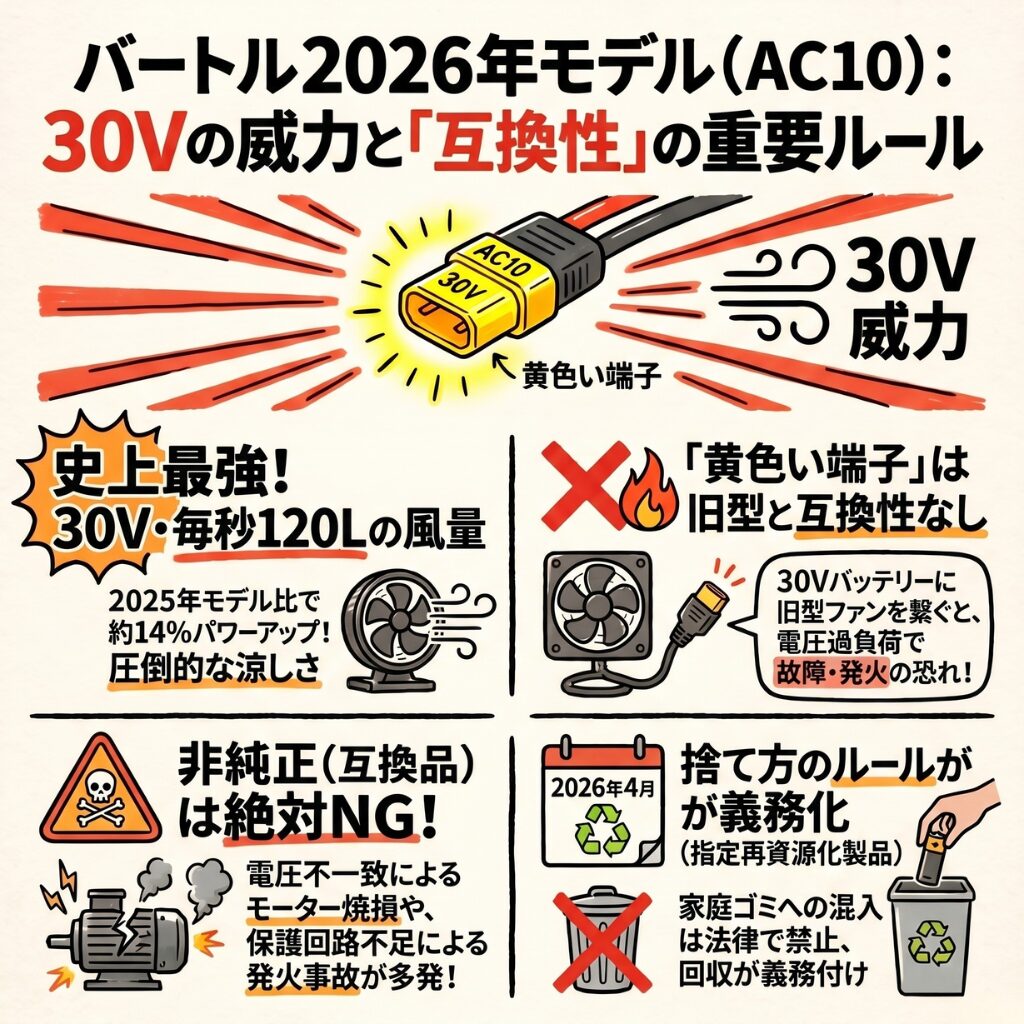 バートルのバッテリーや互換品に関する新旧モデルの注意点