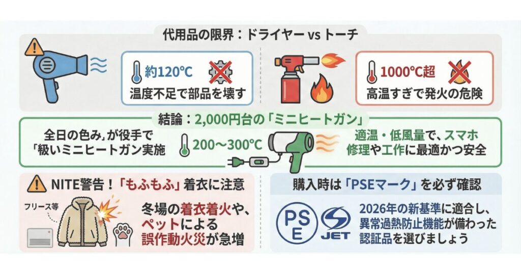 失敗を防ぐヒートガンの代用品と正しい選び方