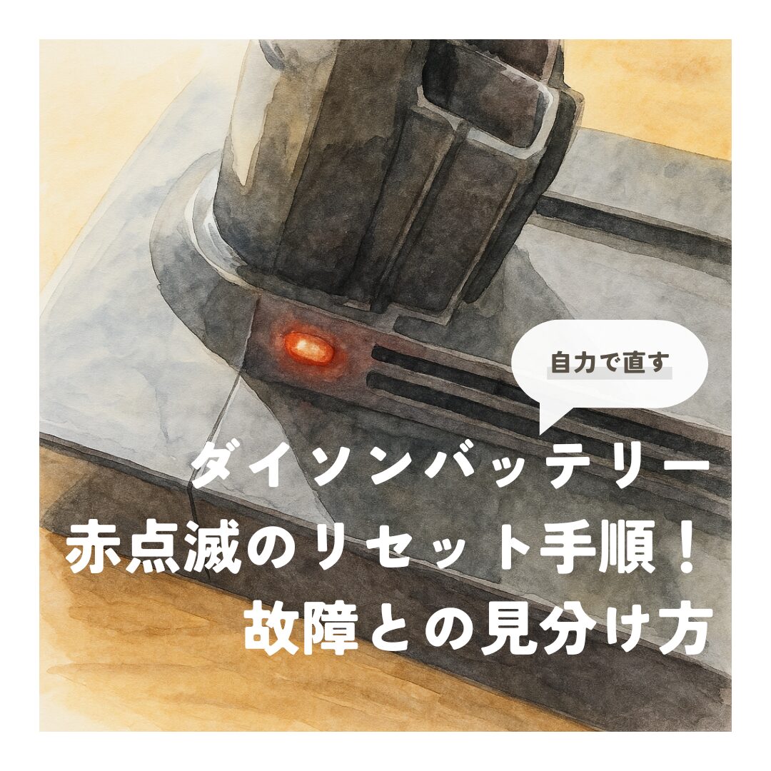 【自力で直す】ダイソンバッテリー赤点滅のリセット手順！故障との見分け方