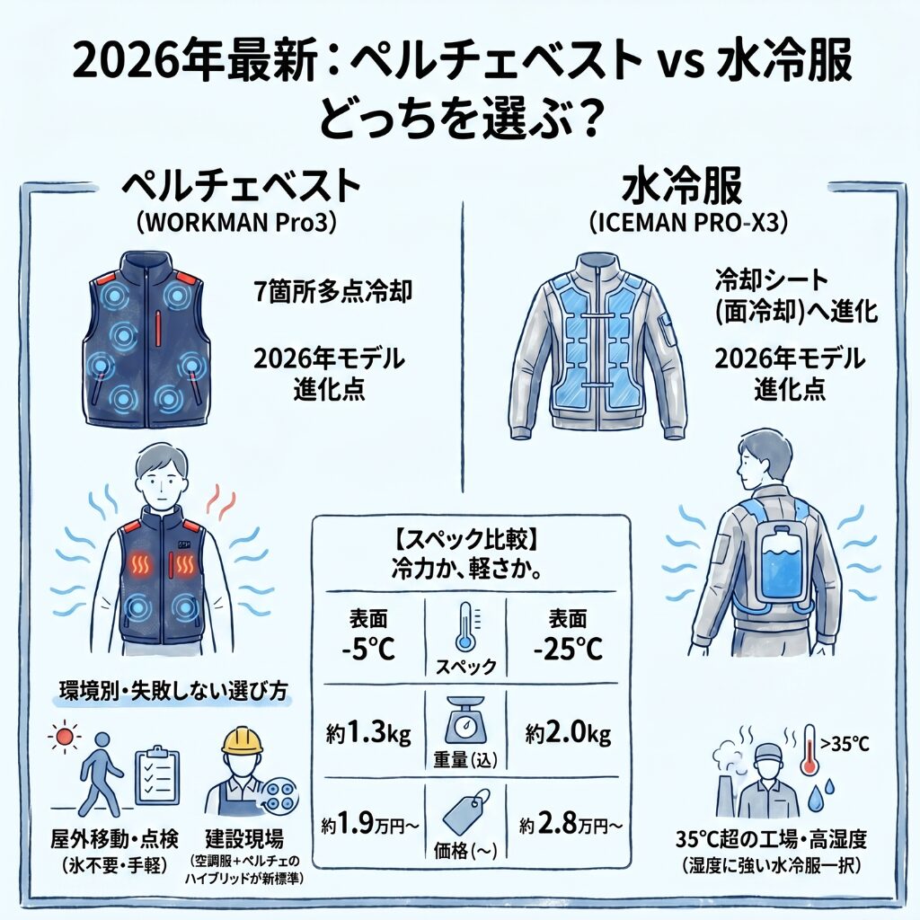 ペルチェベストと水冷服に関する徹底比較（最新スペック・価格・重量）