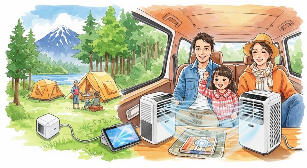 充電式クーラーの車中泊利用
