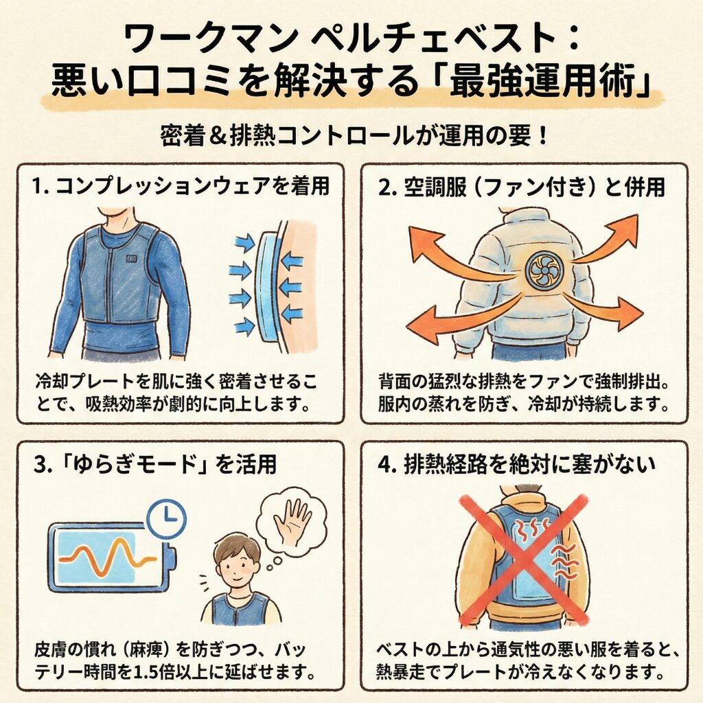 ワークマンのペルチェベストの悪い口コミを解決する運用術