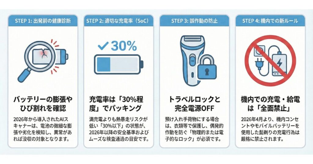 充電式髭剃りと飛行機の旅を安全に楽しむための準備