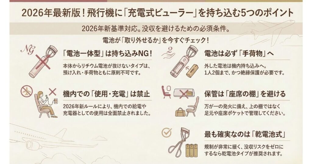充電式のビューラーを飛行機に持ち込む最新ルール
