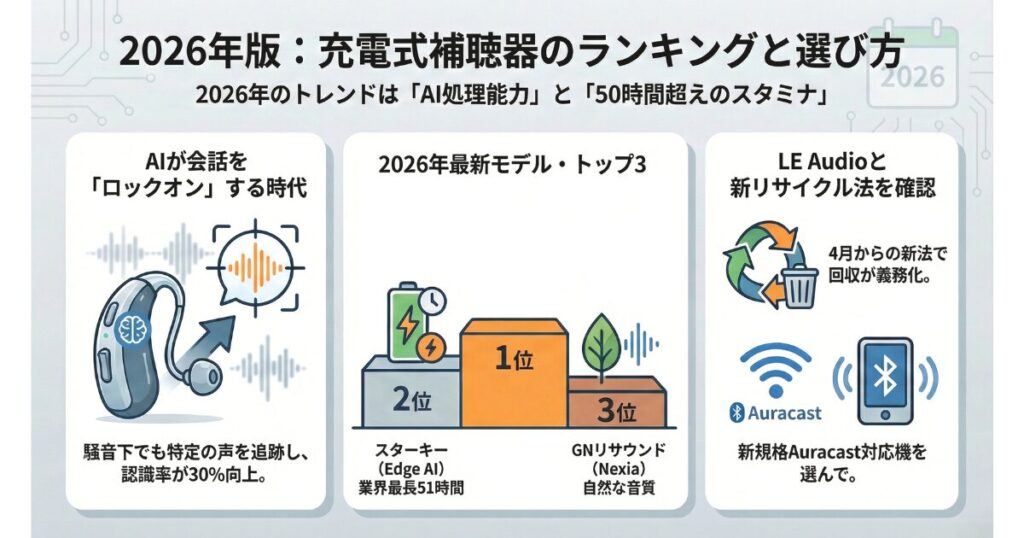 2026年版：充電式補聴器のランキングと選び方