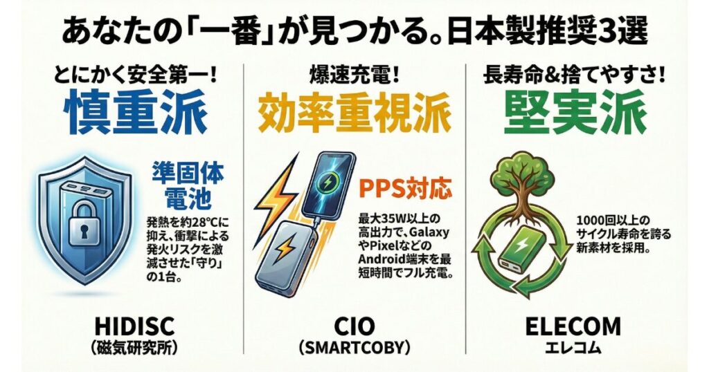 Android向け日本製モバイルバッテリーのおすすめ機種を紹介