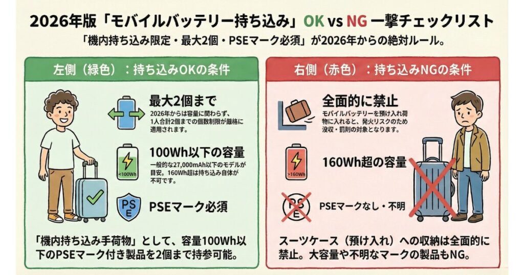 おすすめのモバイルバッテリーの機内持ち込み条件