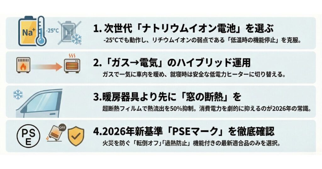 冬の車中泊にぴったりな充電式ヒーターの選び方
