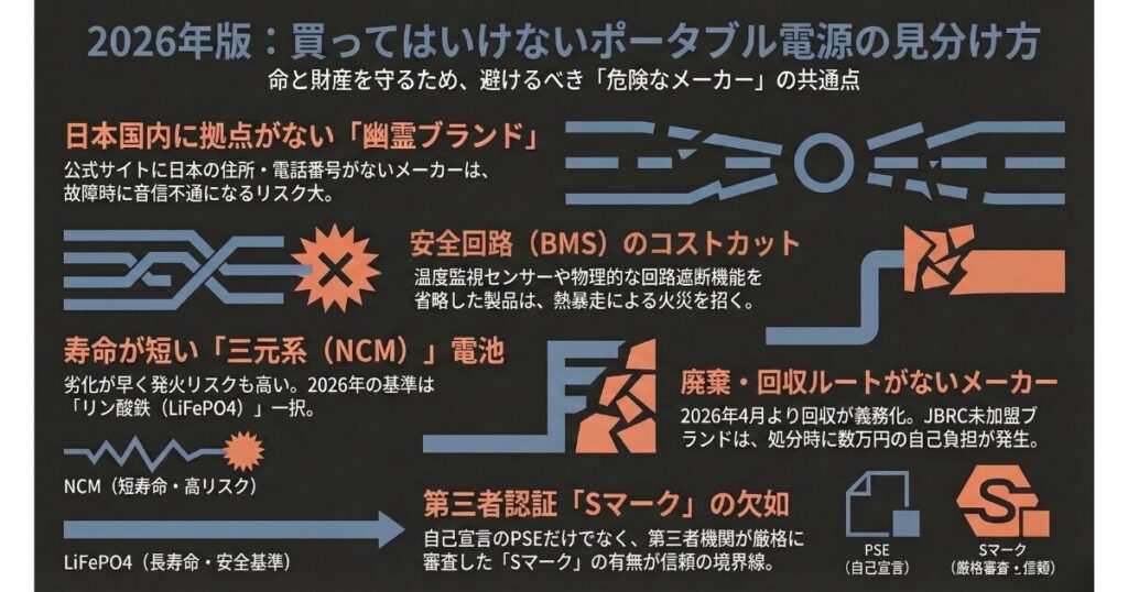 ポータブル電源で買ってはいけないメーカーの特徴