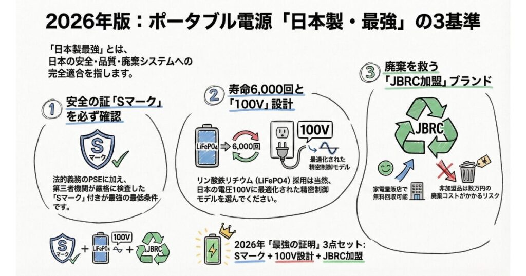 ポータブル電源の日本製の最強を選ぶ基準