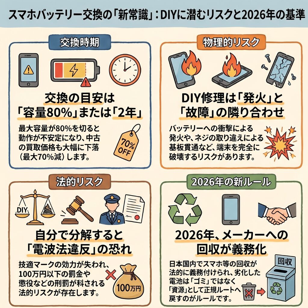 バッテリーはどのくらいで交換できる？DIY修理の法的リスク