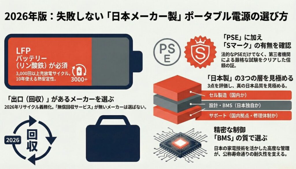失敗しない日本製のリン酸鉄リチウムポータブル電源の選び方