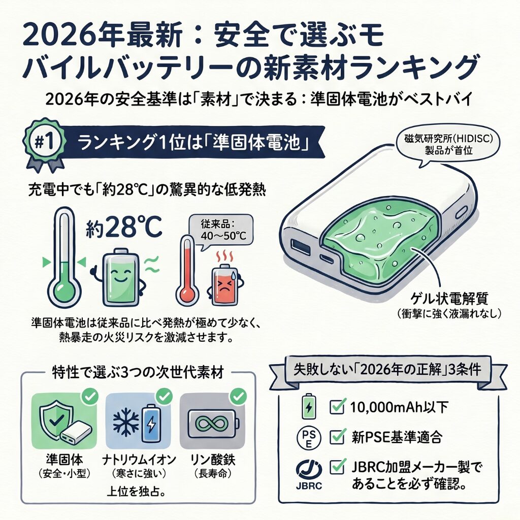 安全なモバイルバッテリーランキング上位の新素材とは