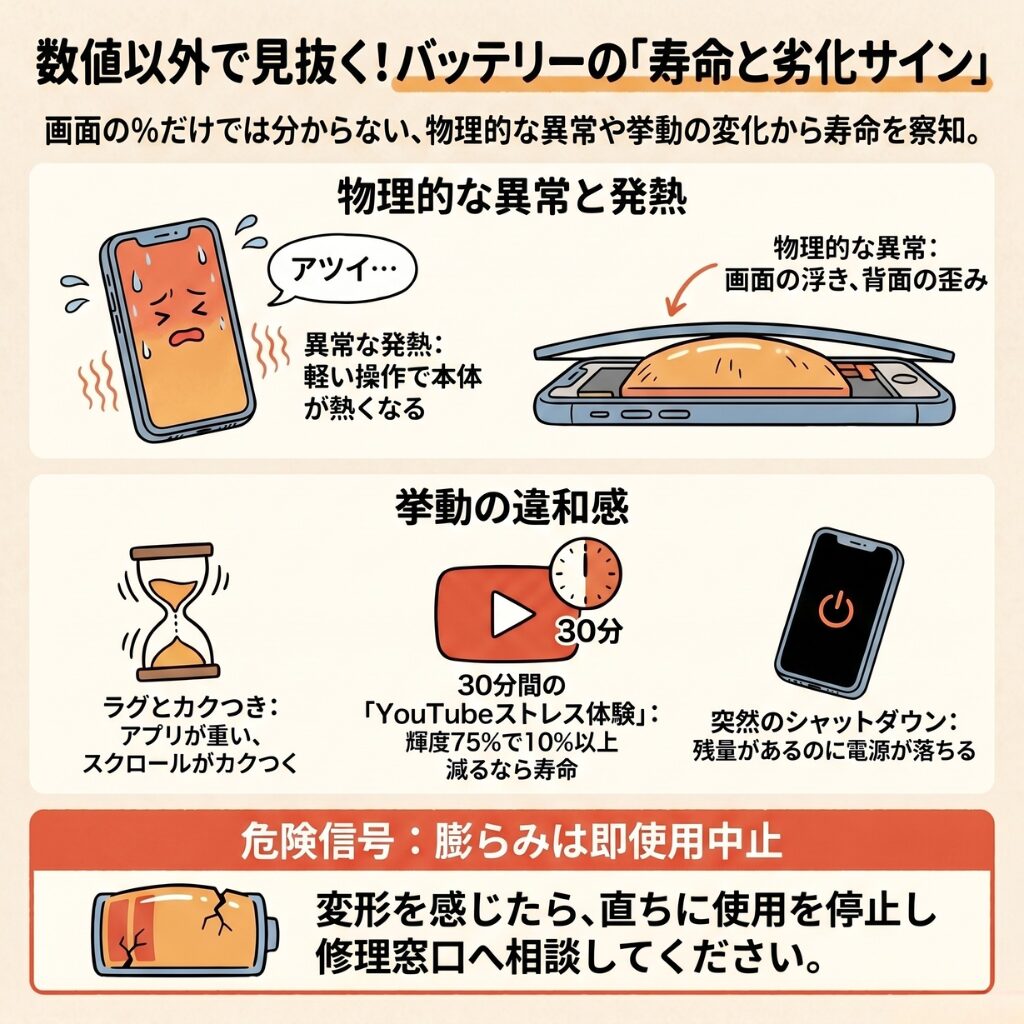 数値以外でリチウムイオン電池の寿命を確認する方法と劣化サイン